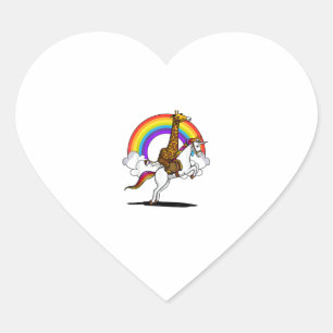Giraffe reitendes Einhorn magischer Regenbogen lus Herz-Aufkleber