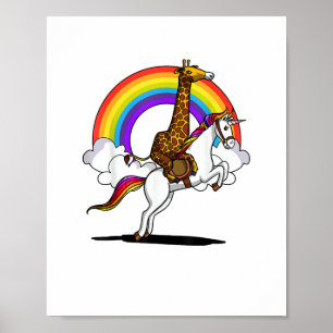 Giraffe reitendes Einhorn magischer Regenbogen lus Poster