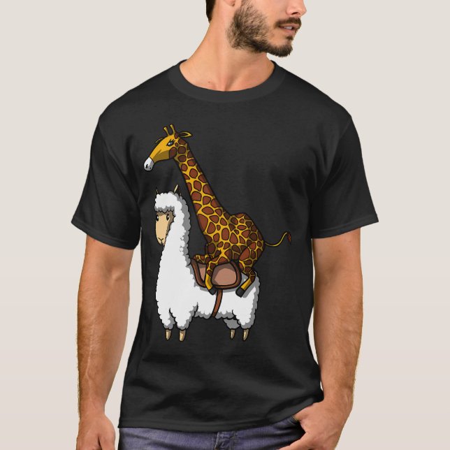 Giraffe reitendes Lama T-Shirt (Vorderseite)