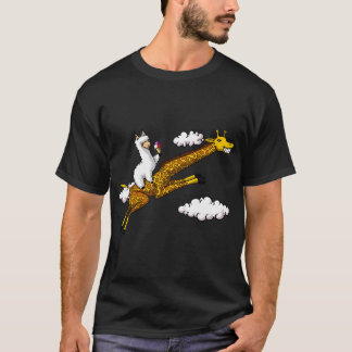 Giraffe reitendes Lama T-Shirt
