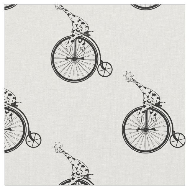 Giraffe reitet auf einem Pfennigrad Stoff (Nahaufnahme)