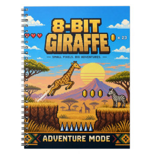 Giraffe, Retro-8-Bit-Pixel-Art Notizblock