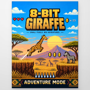 Giraffe, Retro-8-Bit-Pixel-Art Postkarte