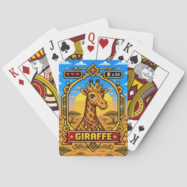 Giraffe Retro 8-Bit Pixelkunst Spielkarten (Rückseite)