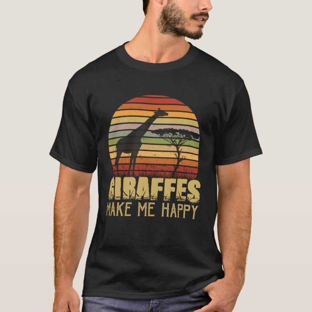 Giraffe Retro Fauna Africa Wild animal on safari S T-Shirt (Vorderseite)