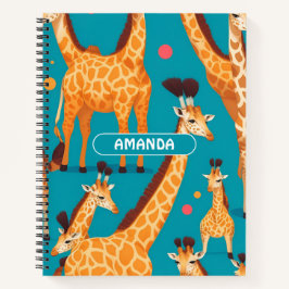 Giraffe Retro Personalisiertes Muster Notizbuch
