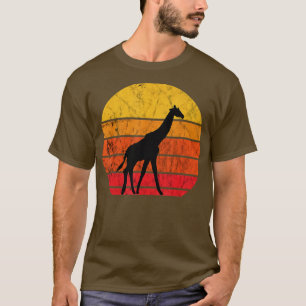 Giraffe Retro Vintag Sunset Wildlife Safari Afric T-Shirt