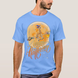 Giraffe Ride Witch Shot Moon Vintag Giraffe Hallo T-Shirt