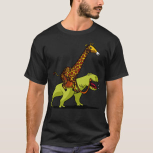 Giraffe Riding TRex Dinosaur T-Shirt