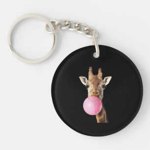 Giraffe Rosa Kaugummi Süß Lustig Tierliebhaber Schlüsselanhänger