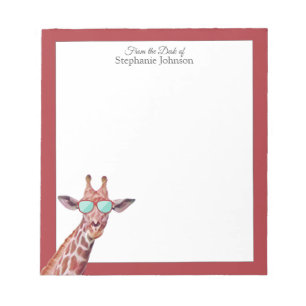 Giraffe Rot Monogramm Von der Arbeitsmappe Vorlage Notizblock