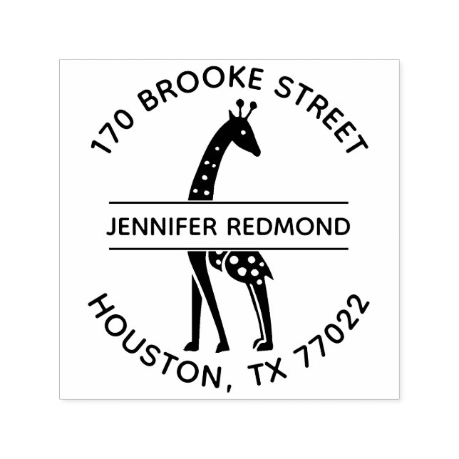 Giraffe Runde Rücksendeadresse Briefmarke Selbstfä Permastempel (Design)