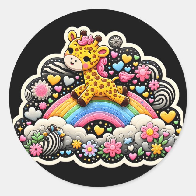 Giraffe Runder Aufkleber (Vorderseite)