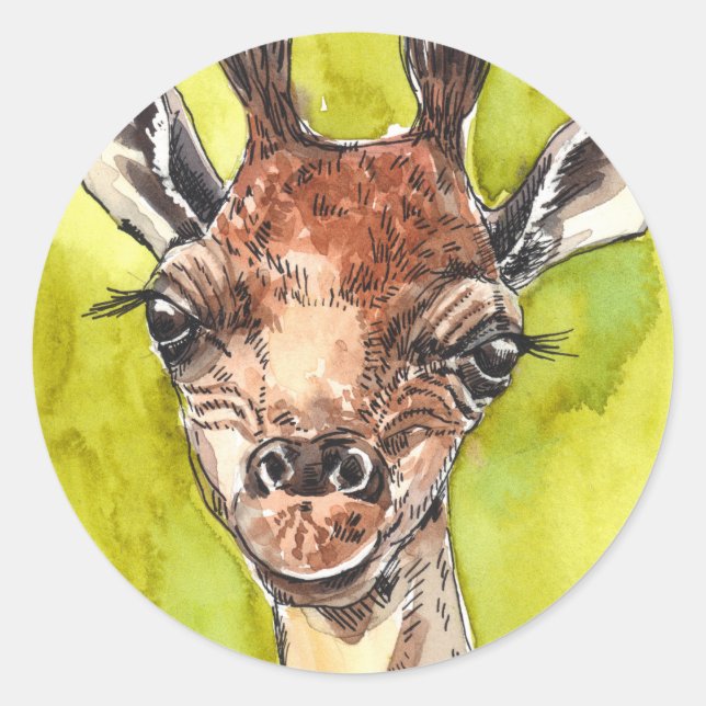 Giraffe Runder Aufkleber (Vorderseite)