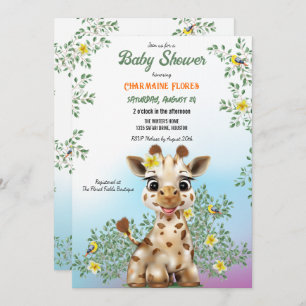 Giraffe Safari Baby Shower Einladung
