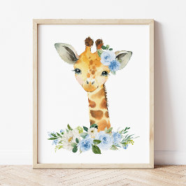 Giraffe, Safari, Dschungel, Blumen, Kinderzimmer J Poster