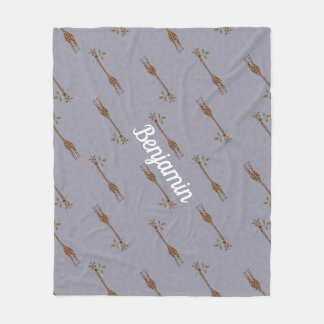 Giraffe Safari Individuelle Name Blue Boy Fleecedecke