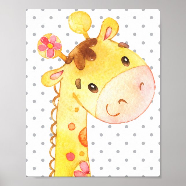 Giraffe Safari Jungle Niedlich Baby Kinderzimmer G Poster (Vorne)