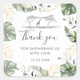 Giraffe Safari Palm Blätter Baby Shower Favor Quadratischer Aufkleber