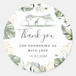 Giraffe Safari Palm Blätter Baby Shower Favor Runder Aufkleber
