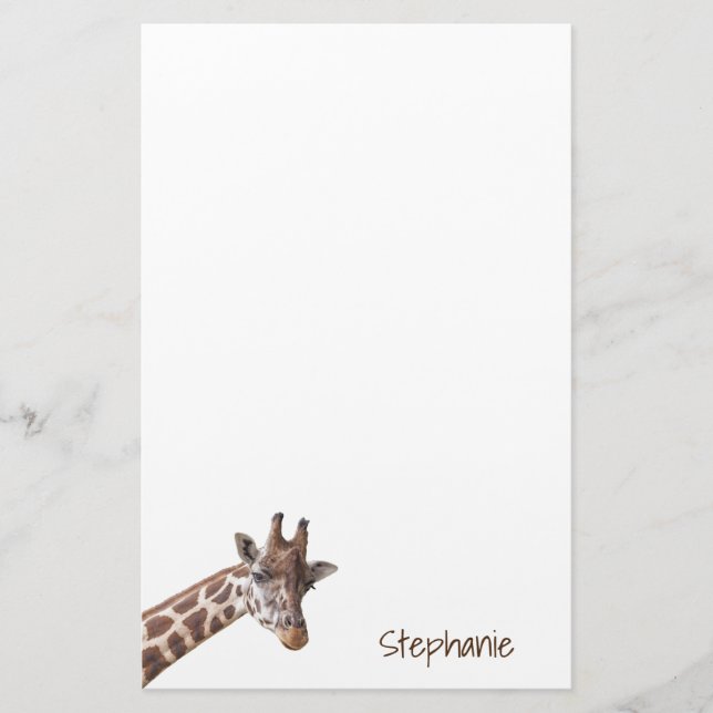 Giraffe Safari Personalisierter Tiername Briefpapier (Vorderseite)