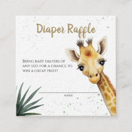 Giraffe Safari Sage Green Diaper Raffle Ticket Begleitkarte