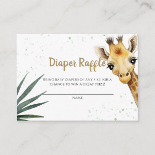 Giraffe Safari Sage Green Diaper Raffle Ticket Begleitkarte