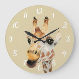 Giraffe Safari Watercolor Nursery Room Große Wanduhr