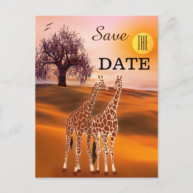 Giraffe Safari Zoo Save the Date Postkarte (Vorderseite)