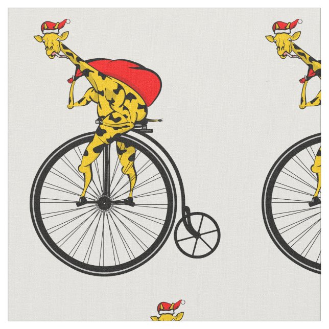 Giraffe Santa Claus Christmas Stoff (Nahaufnahme)