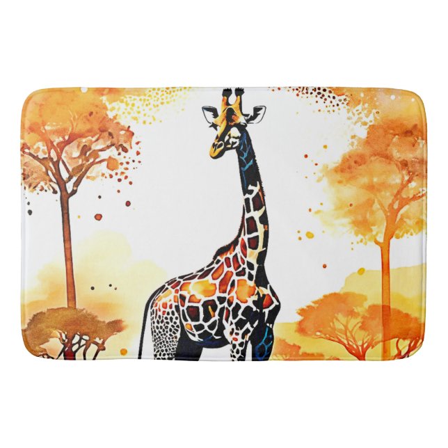 Giraffe Savannah Art Badematte (Vorderseite)