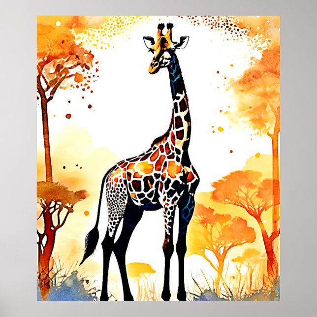 Giraffe Savannah Art Poster (Vorne)