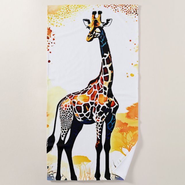 Giraffe Savannah Art Strandtuch (Vorderseite)