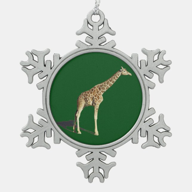Giraffe Schneeflocken Zinn-Ornament (Vorderseite)
