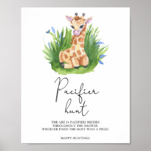 Giraffe - Schnuller Jagd Baby Shower Spiel Poster