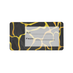 Giraffe, Schwarz und Gelb Adressaufkleber