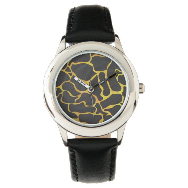 Giraffe, Schwarz und Gelb Armbanduhr (Vorderseite)
