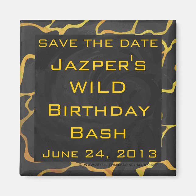 Giraffe, Schwarz und Gelb Magnet (Vorne)