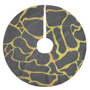 Giraffe, Schwarz und Gelb Polyester Weihnachtsbaumdecke