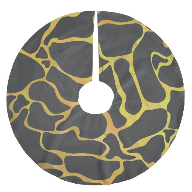 Giraffe, Schwarz und Gelb Polyester Weihnachtsbaumdecke (Vorderseite)