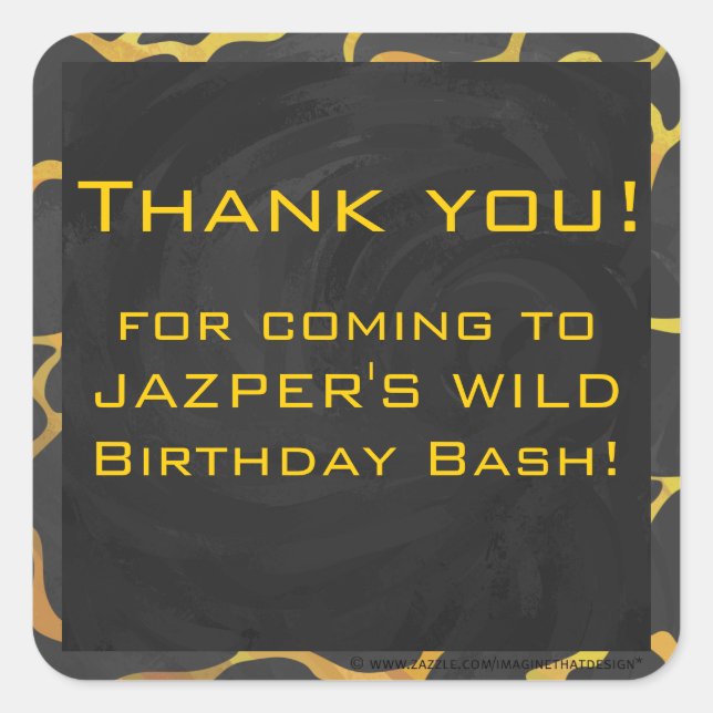 Giraffe, Schwarz und Gelb Quadratischer Aufkleber (Vorderseite)