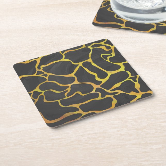 Giraffe, Schwarz und Gelb Rechteckiger Pappuntersetzer (angewinkelt)