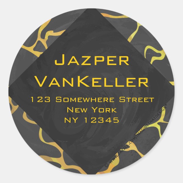 Giraffe, Schwarz und Gelb Runder Aufkleber (Vorderseite)