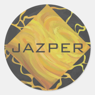 Giraffe, Schwarz und Gelb Runder Aufkleber