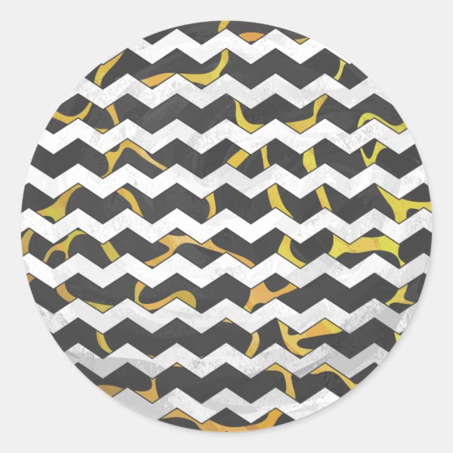 Giraffe, Schwarz und Gelb Runder Aufkleber (Vorderseite)