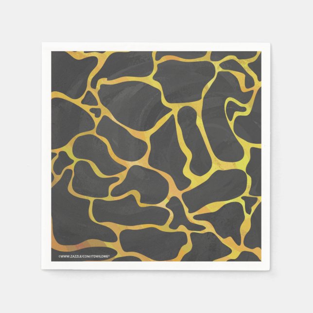 Giraffe, Schwarz und Gelb Serviette (Vorderseite)