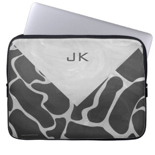 Giraffe Schwarz und Light Gray Monogram Laptopschutzhülle