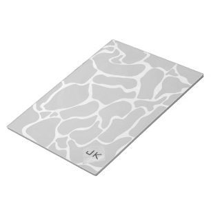 Giraffe Schwarz und Light Gray Monogram Notizblock
