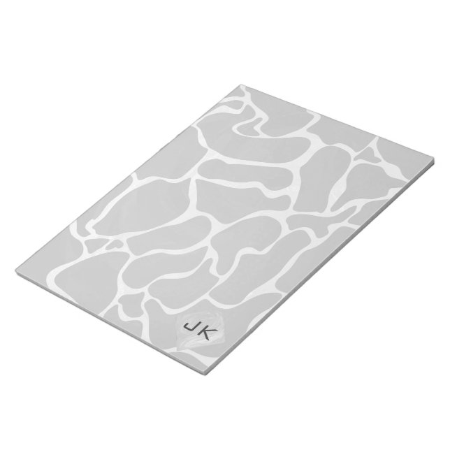 Giraffe Schwarz und Light Gray Monogram Notizblock (angewinkelt)