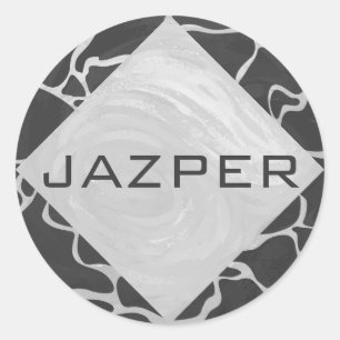 Giraffe Schwarz und Light Gray Monogram Runder Aufkleber